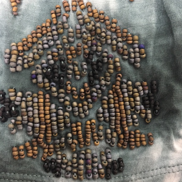 CHASER Tie Dye Kimono Open Cadigan Duster Beaded Sleeves BOHO Small - Picture 7 of 12